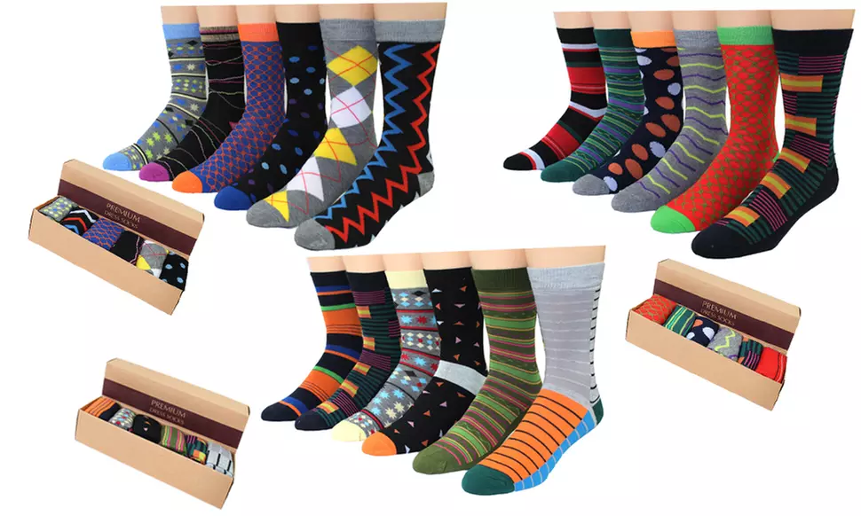 Frenchic Men's Premium Colorful Dress Socks with Gift Box (6-Pairs)