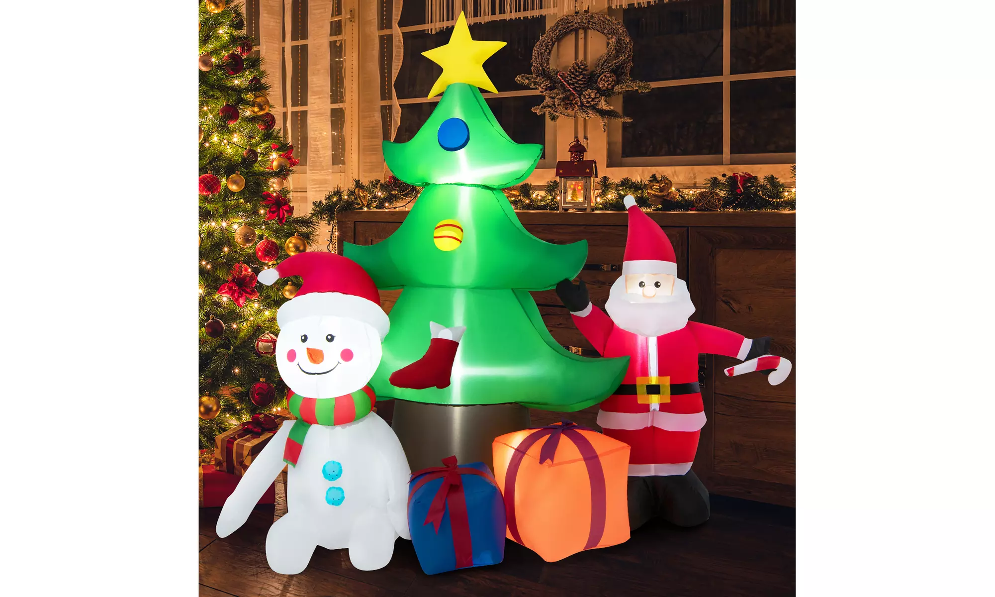 Costway 7.2 FT Inflatable Christmas Decoration Lighted Blow up Tree Santa Claus