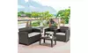 Costway 4 Piece Patio Furniture Set Molded Rattan Sectional Sofa Set Coffee 