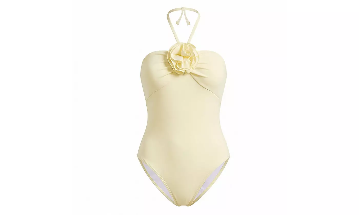 Women's 3D Floral Decor One-Piece Swimsuit for Vacation and Beach Wear