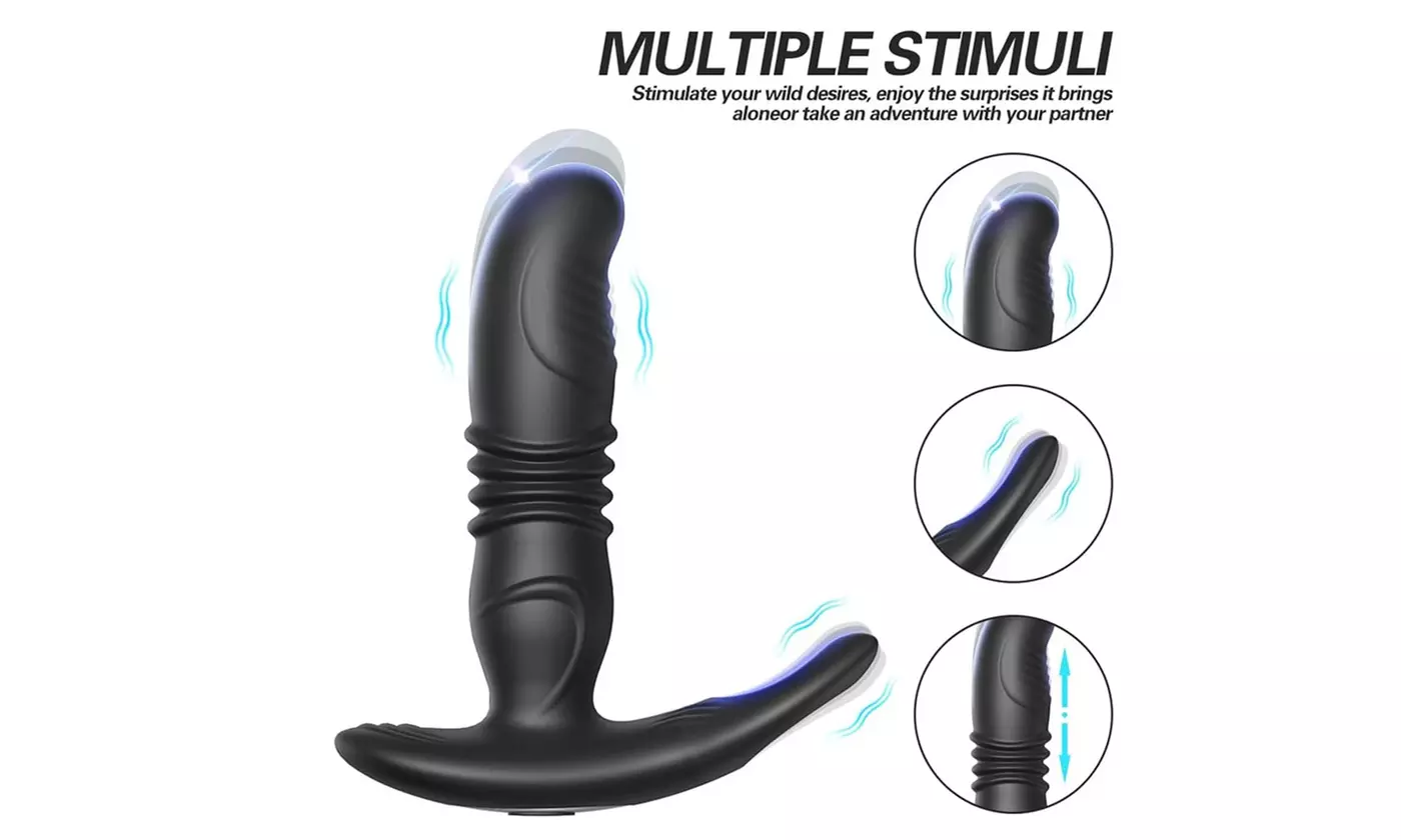 10 Speeds Remote Control Telescopic Anal Plug Dildo Prostate Massager 
