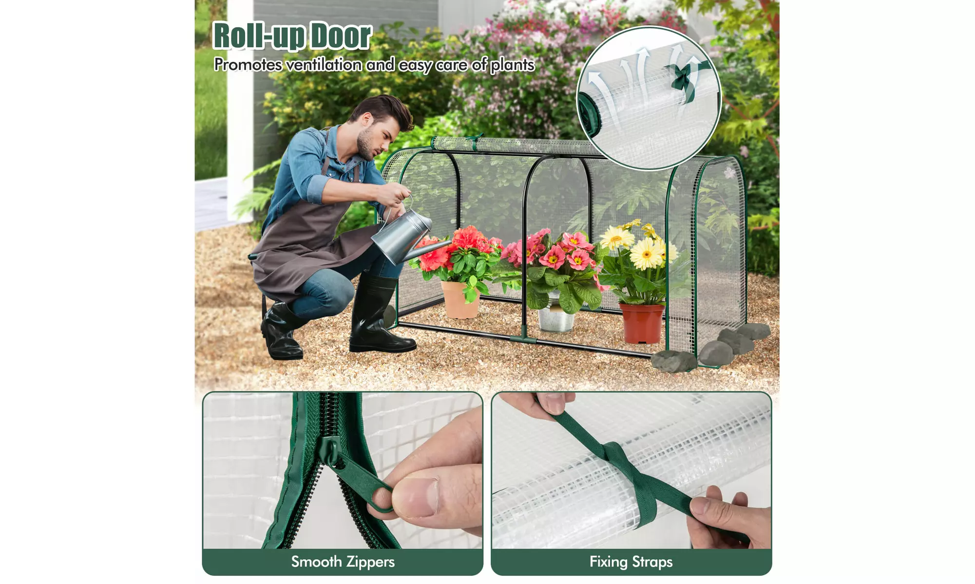 Costway Portable 47 Inch Mini Greenhouse Outdoor Indoor Tunnel Greenhouse