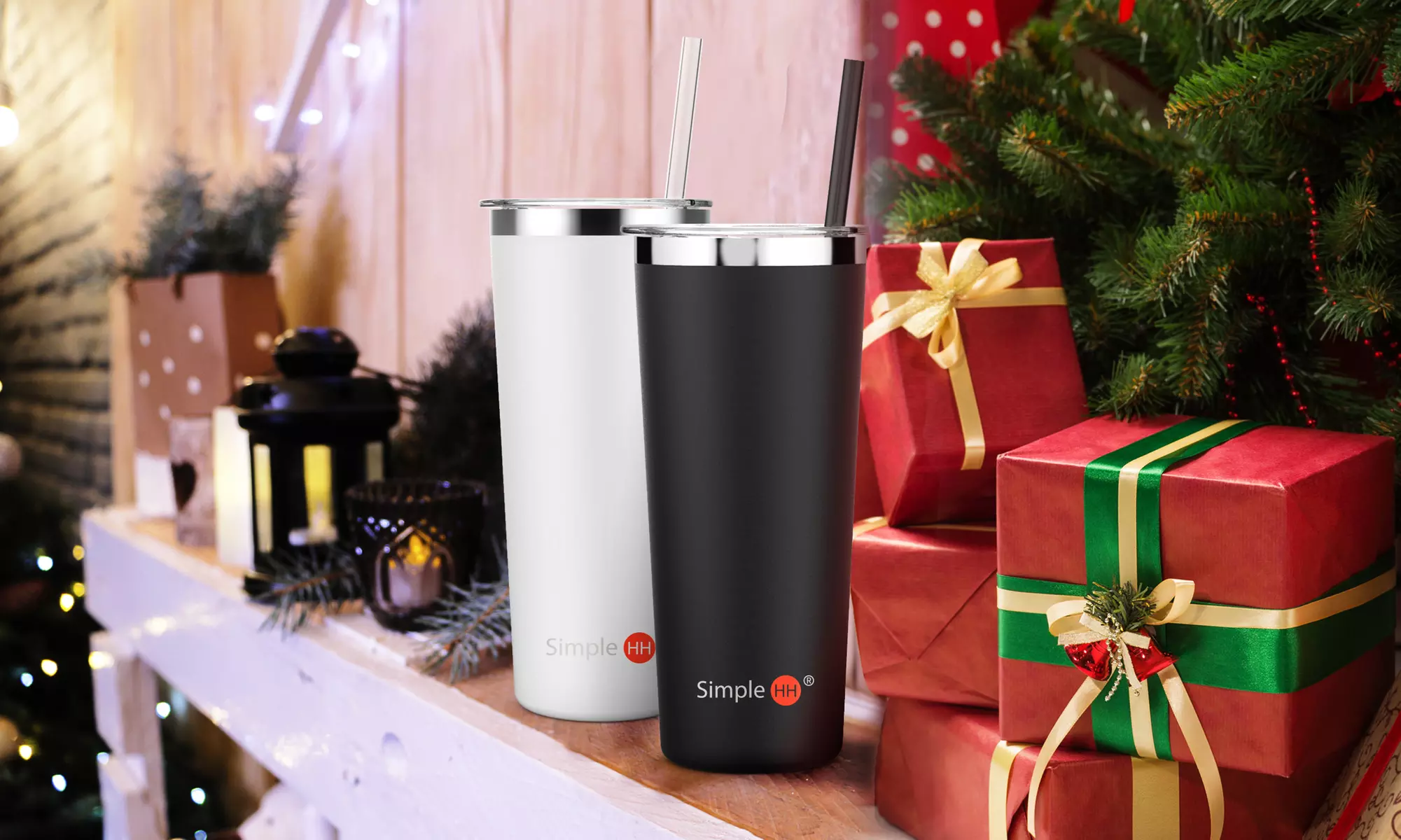 22OZ Double Wall Stainless Steel Tumbler Insulated Coffee Cup with Straw  - Primary Image