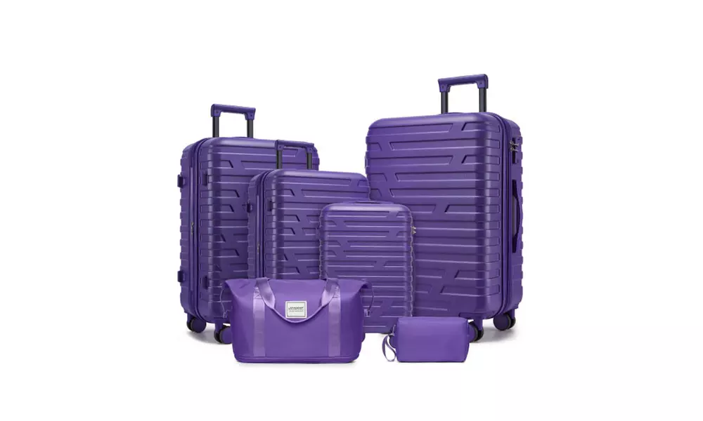 Six-Piece Luggage Set with Expandable Suitcases