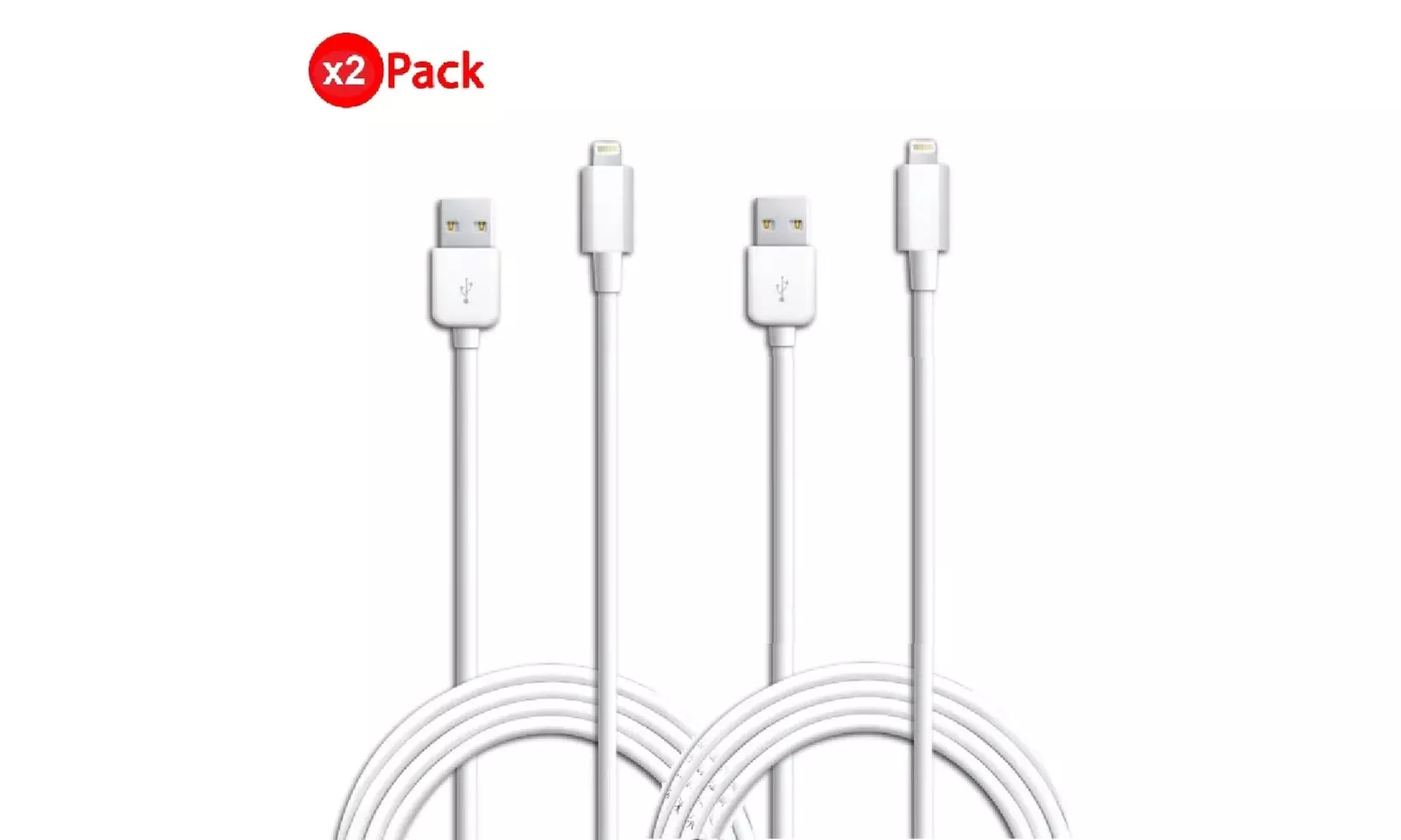Apple-Certified 6.6 ft Lightning to USB Cable with Wall Charger (1,2, or 5-Pack)