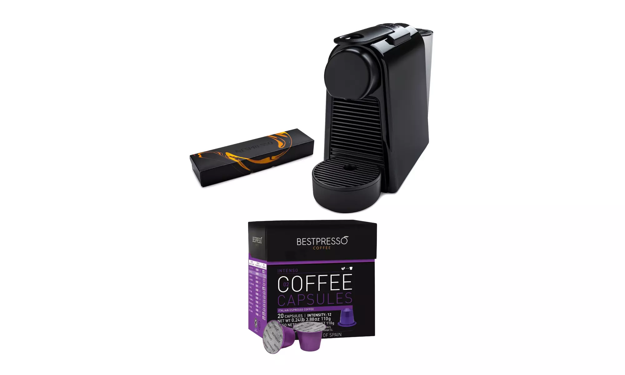 Nespresso Essenza Mini Original by Nespresso (Piano Black) with Coffee Capsules - Primary Image