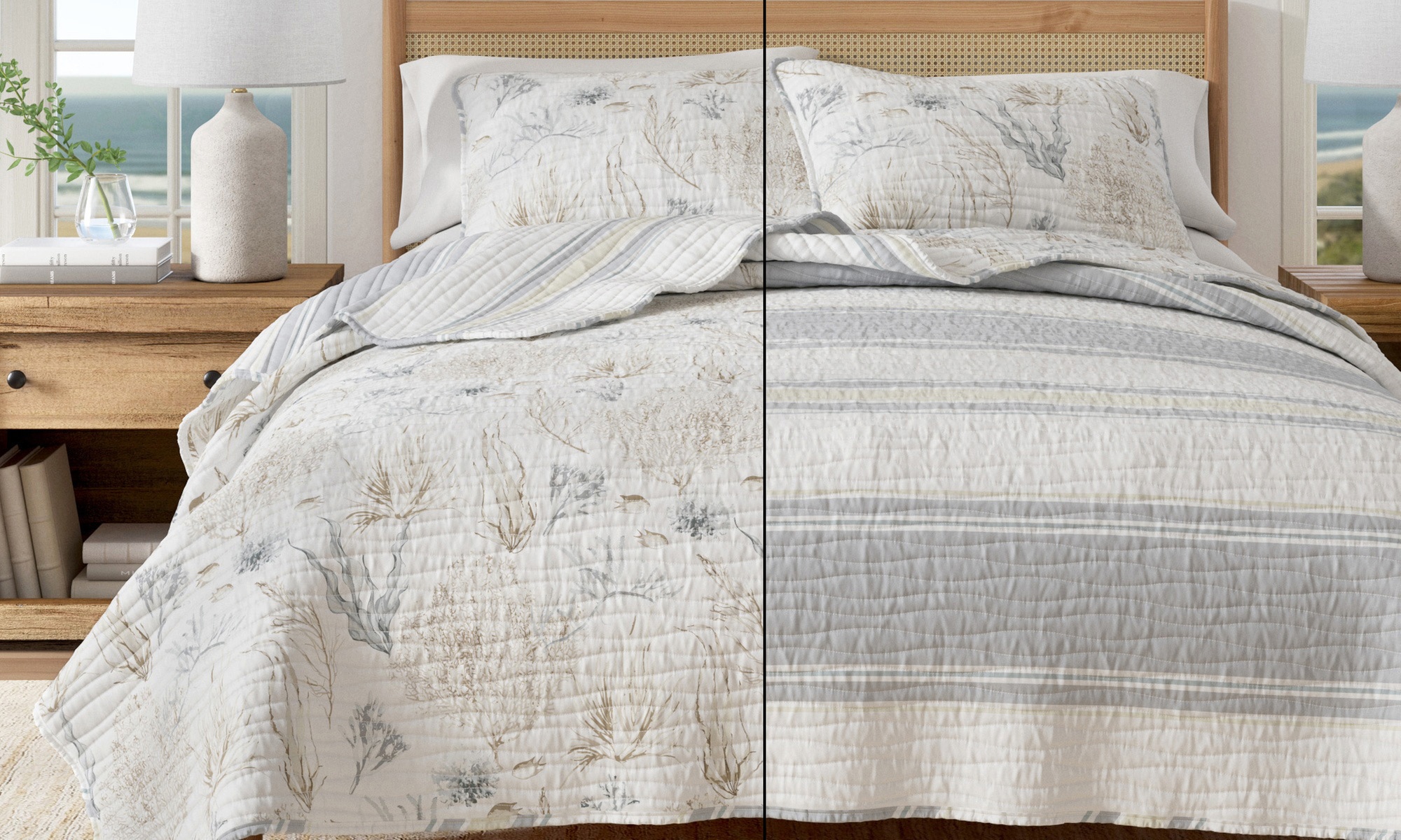 Reversible Coastal Quilt Set (2- or 3-Piece)