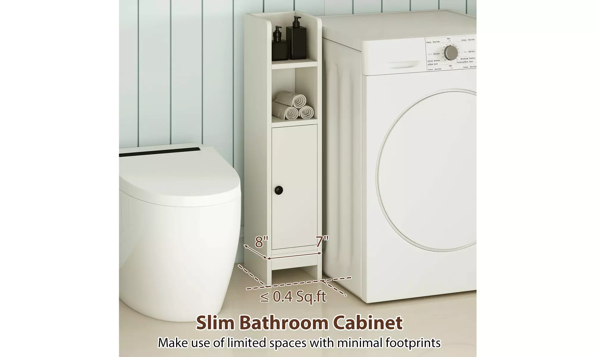 Costway Bathroom Storage Cabinet with Adjustable Shelf 1 Door & 2 Open Shelves