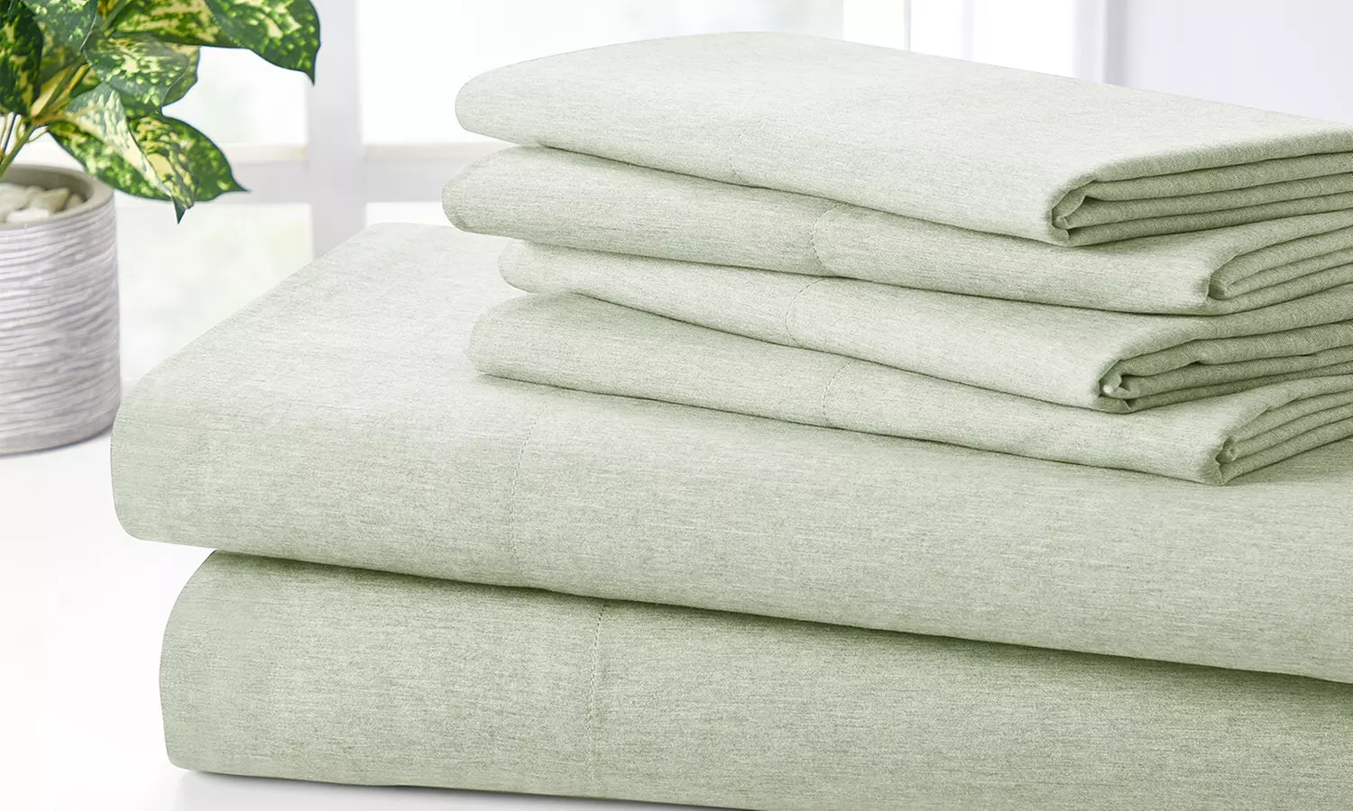 Bibb Home Bamboo 2000 Thread Count 6-Piece Chambray Heathered Sheet Set
