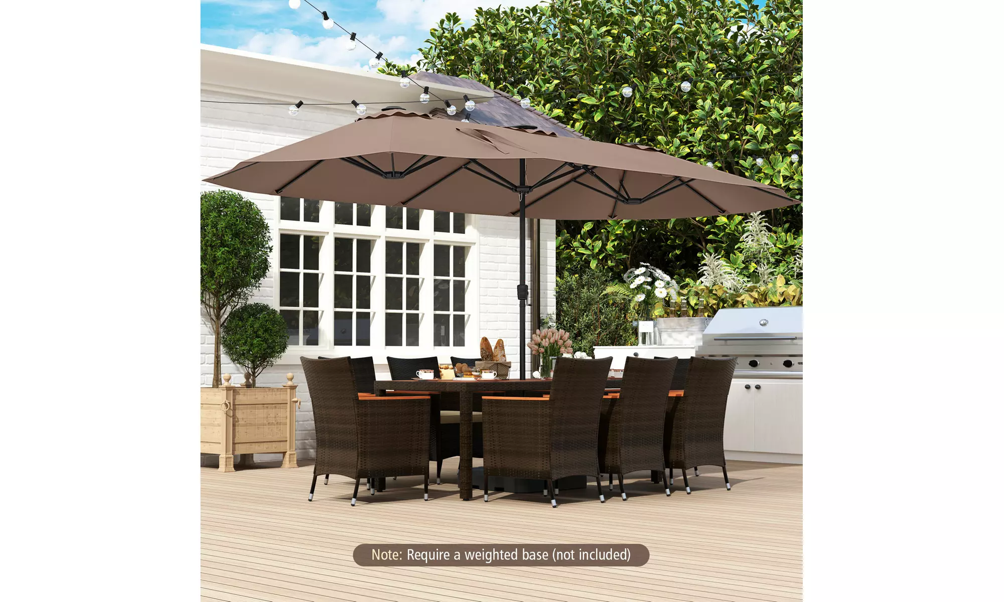 Costway 15.5 FT Extra-Large Patio Umbrella with LED Solar Lights
