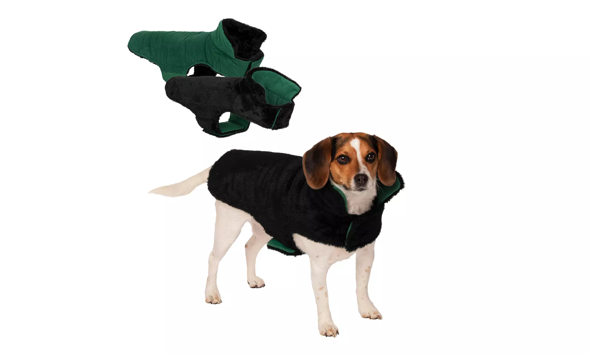 FurHaven Flex-Fit Faux Fur Warn and Cozy Reversible Dog Coat