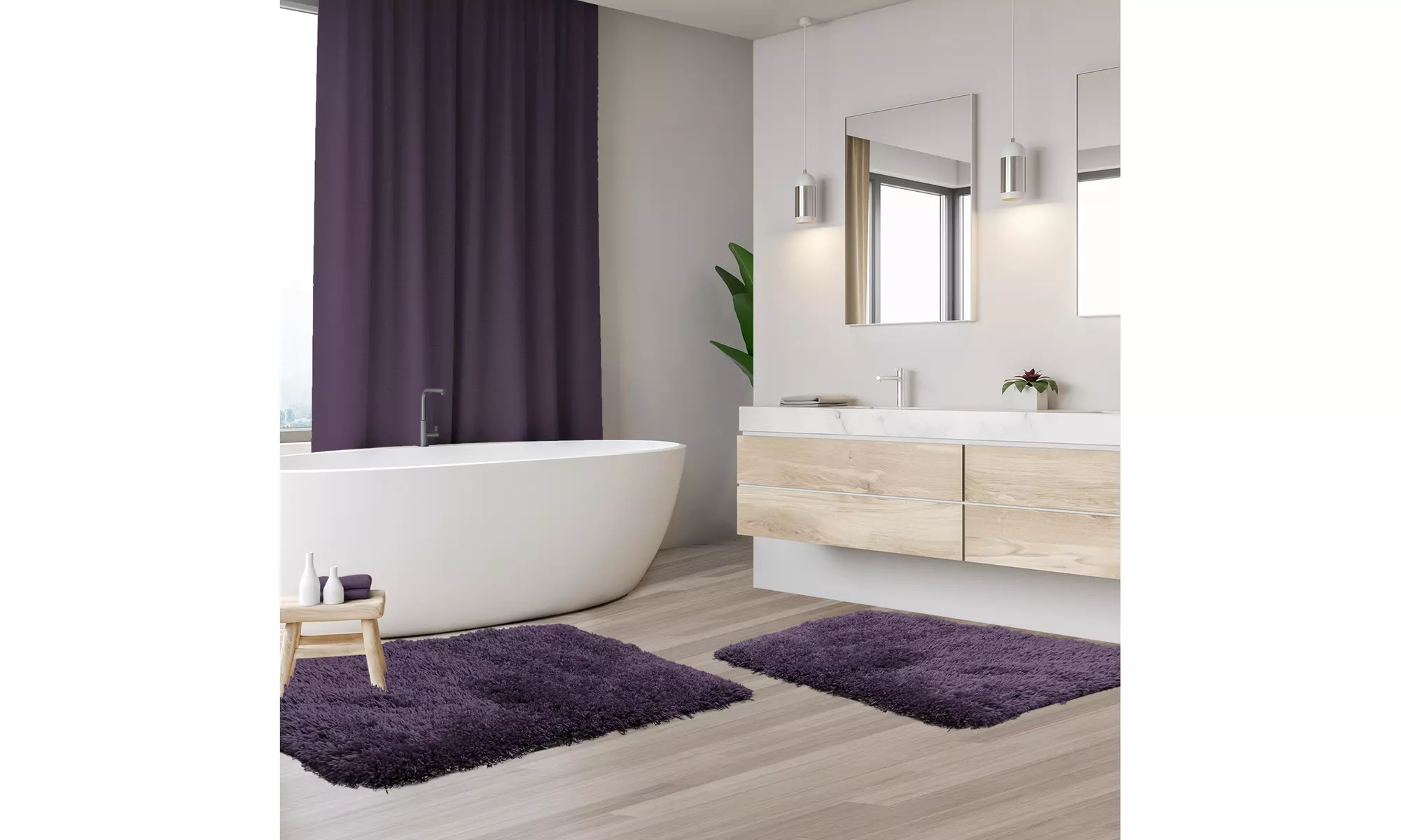 Clara Clark Non-slip Shaggy Bath Rug Set