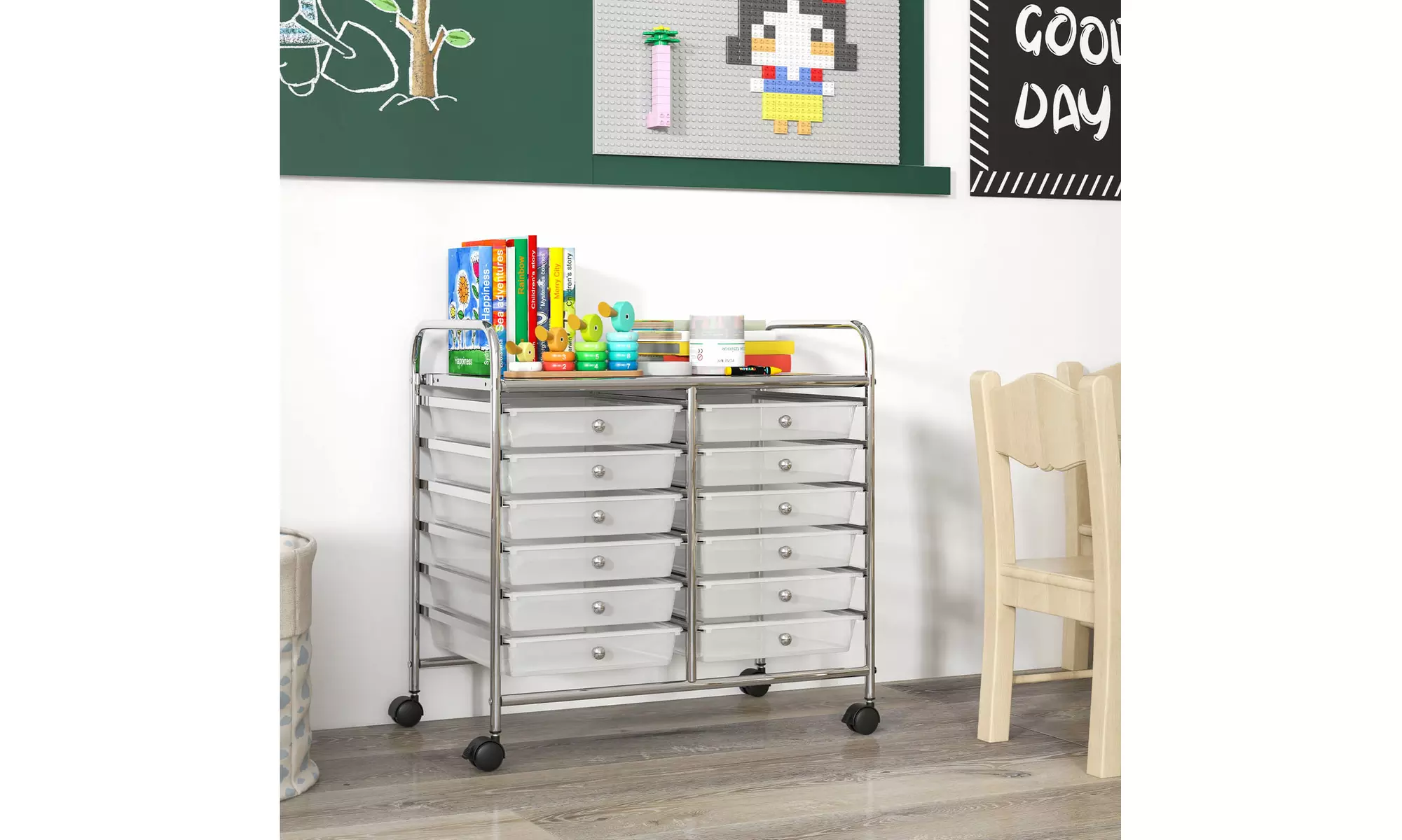 Costway 12 Drawers Rolling Cart Storage Scrapbook Paper Studio Organizer Bins