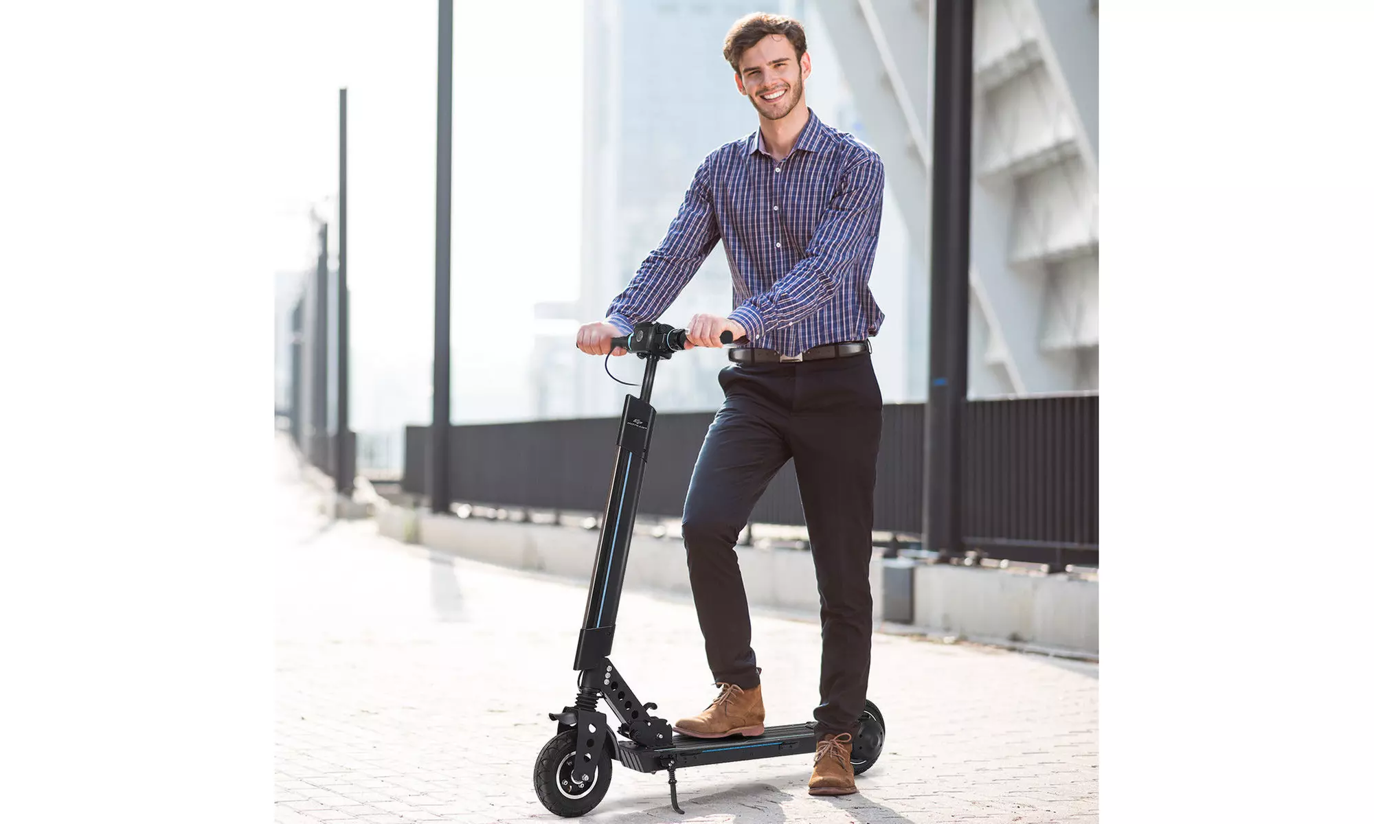 Foldable Electric Scooter with Removable Seat LED Bluetooth Speed Up to 15.5 MPH - Primary Image