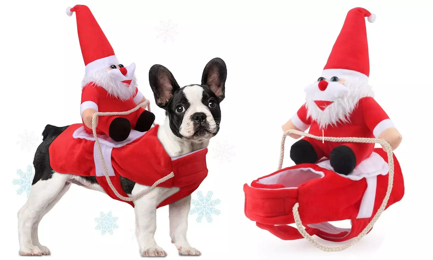 Funny Pet Dog Cat Christmas Costume Santa Dogs Winter Hoodie Coat Clothes - Primary Image