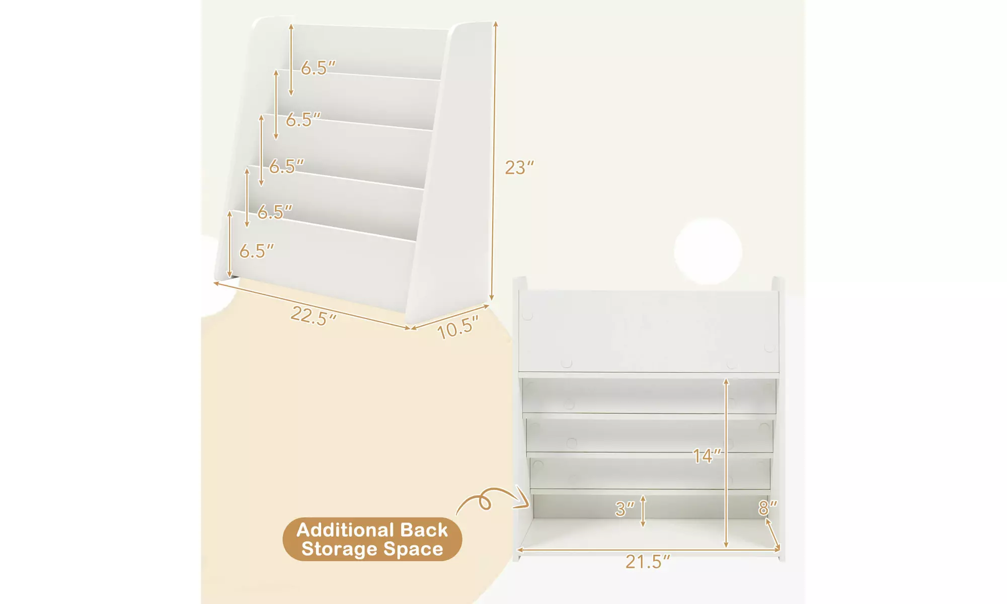 Costway 4-tier Kids Wooden Bookshelf Toddlers Book Rack with Deep Shelves
