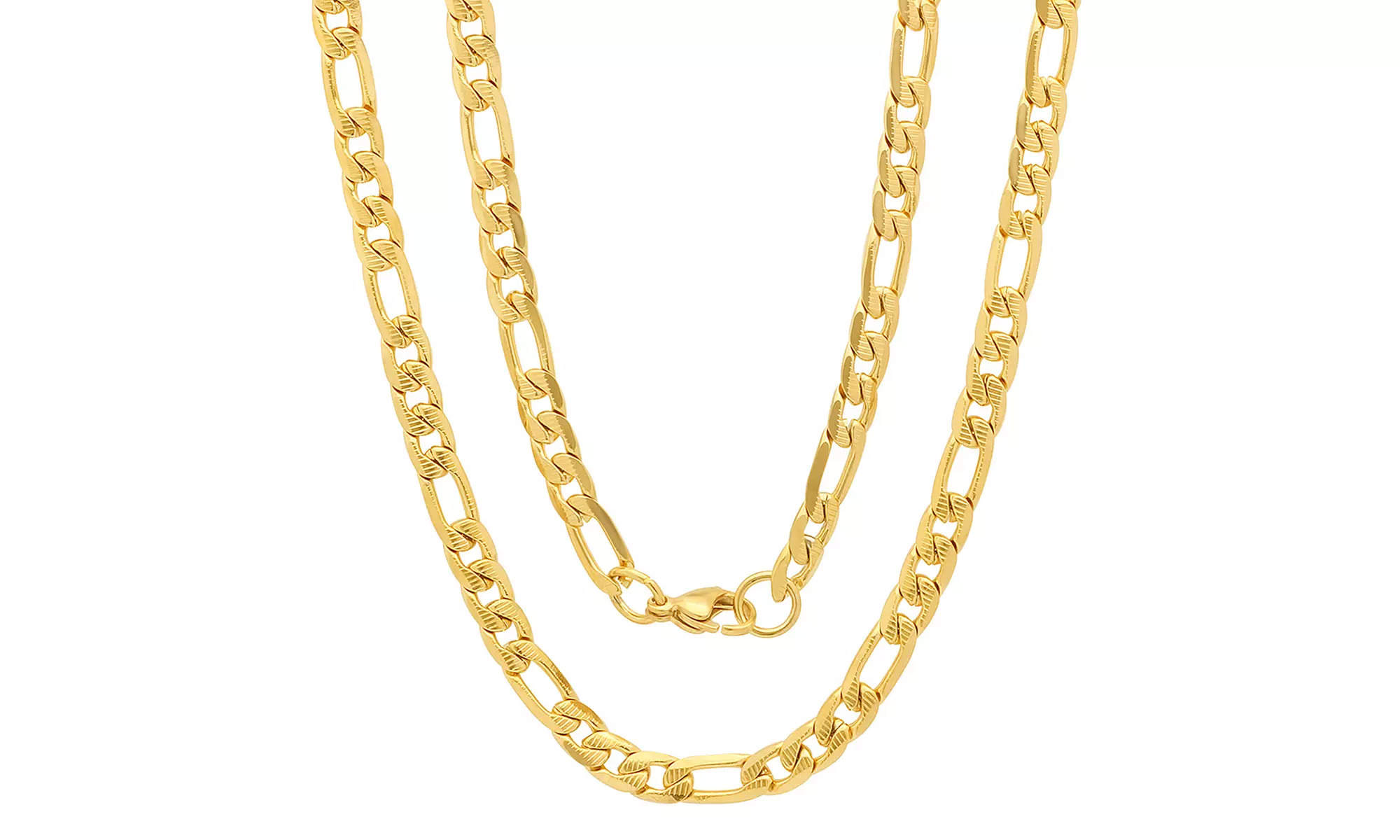 Men's Choice of Stainless Steel Figaro Necklace or Figaro Chain And Bracelet Set