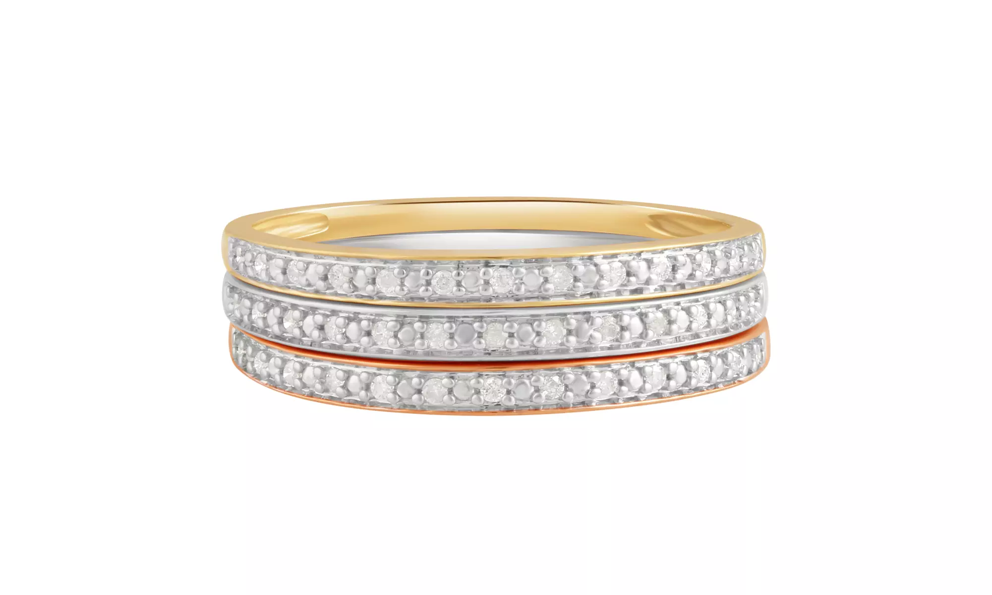 10K Gold Round-cut Diamond Accent Stackable Ring Band or Jewelry Set for Women