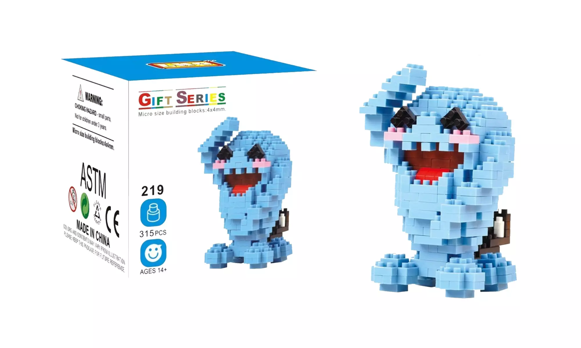 LNO Anime Moster  Pokemon Wobuffett DIY Block Diamond Mini Building 315pcs (219) - Primary Image