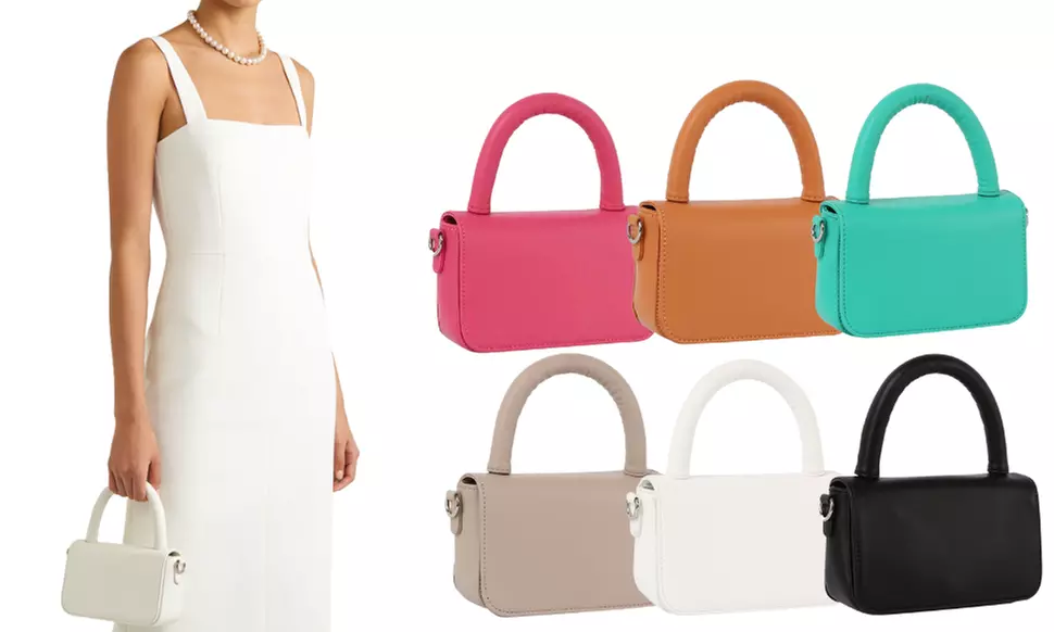 Faux Vegan Leather Handbag | Satchel & Half-Moon Style