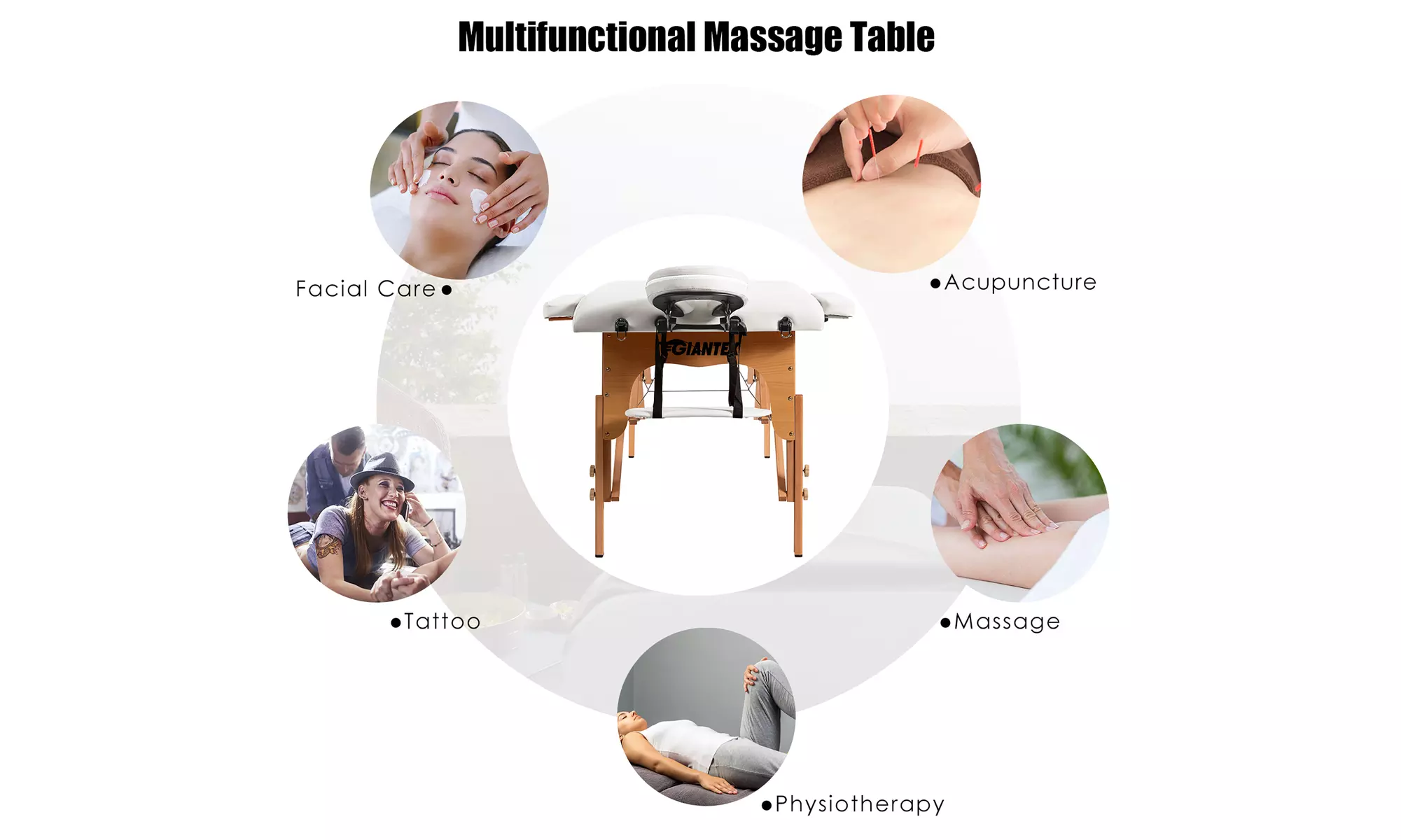 84" Portable Massage Table Adjustable Spa Bed with Carry Case