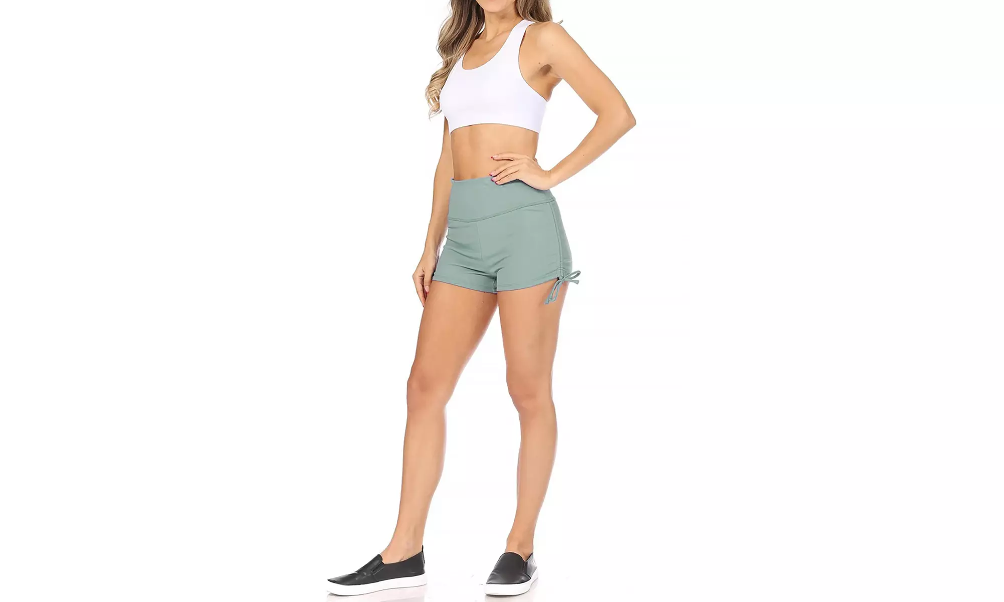 Women's Solid Detail Athletic Running Shorts