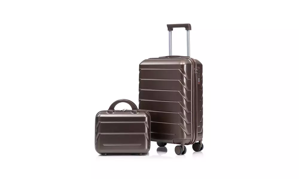ABS Hard Shell Carry-On Suitcase with Front Pocket, TSA Lock & Spinner Wheels