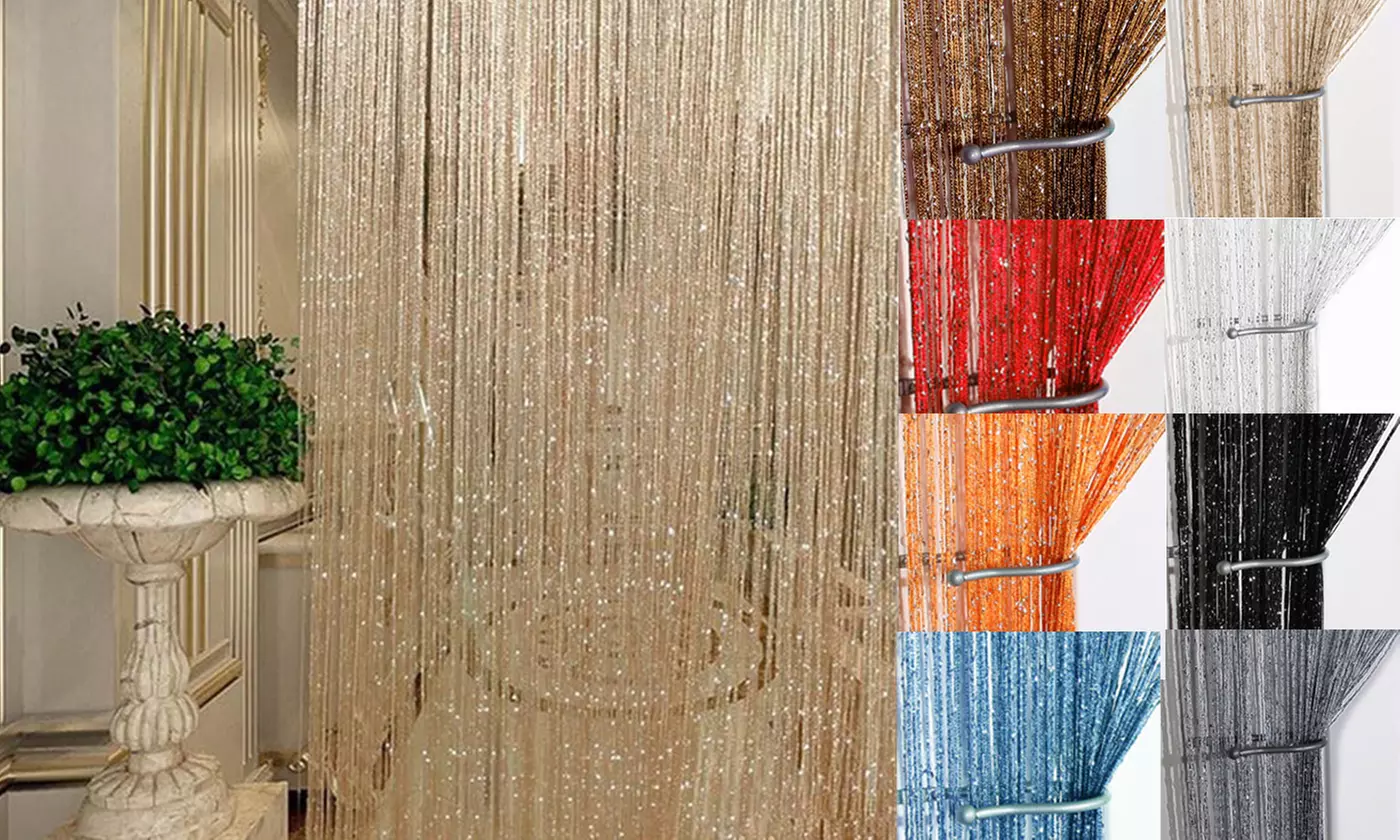 Glitter String Curtains Room Door Divider Window Patio Fly Screen Fringe Panels - Primary Image
