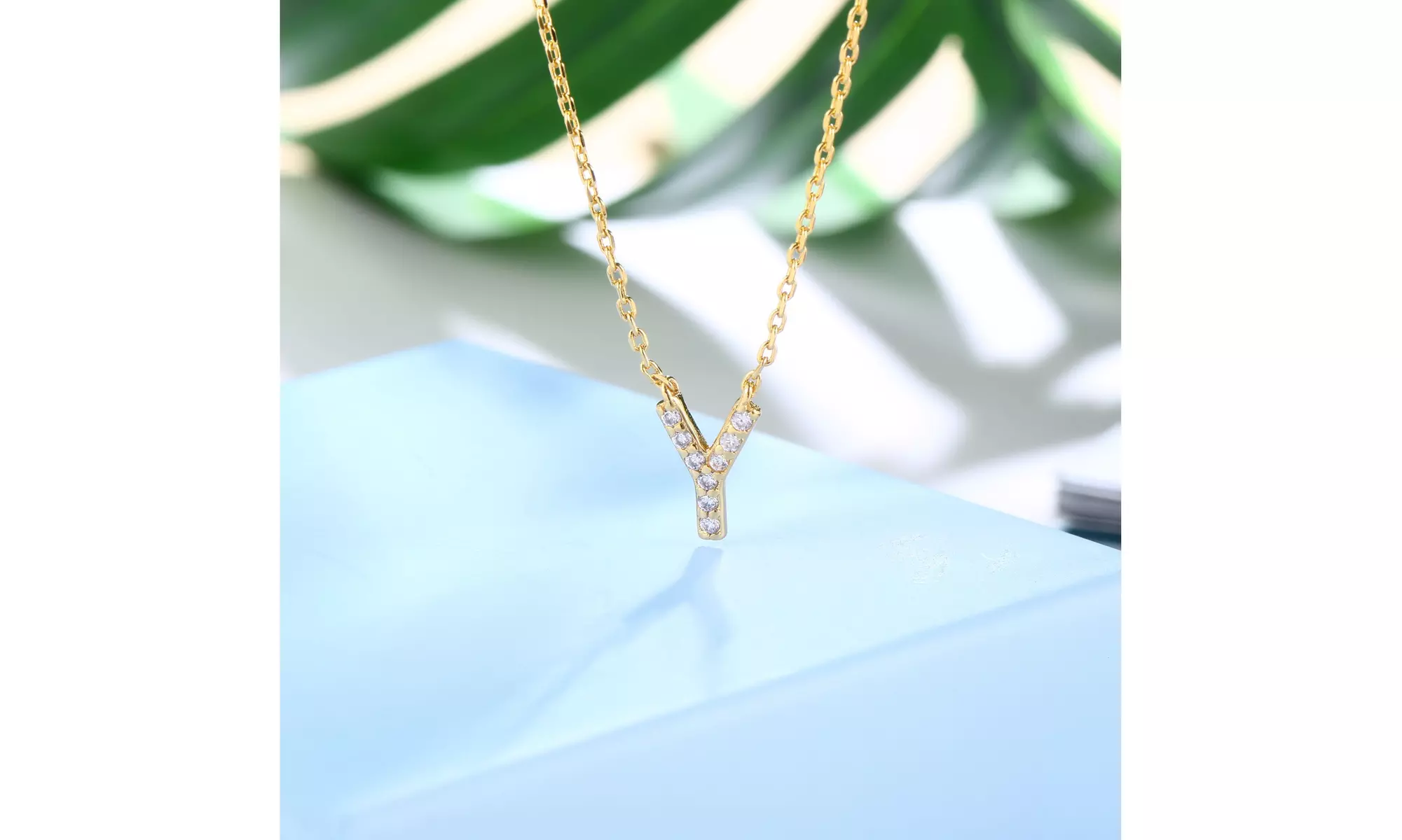 18K Gold Plated cz Initial Necklace