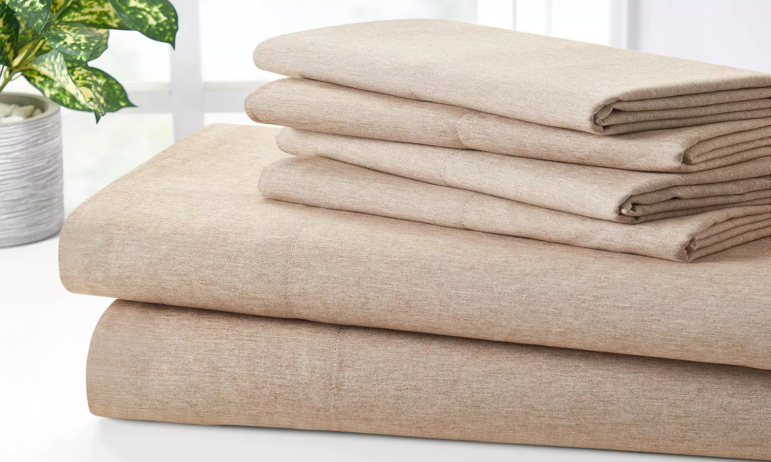 Bibb Home Bamboo 2000 Thread Count 6-Piece Chambray Heathered Sheet Set
