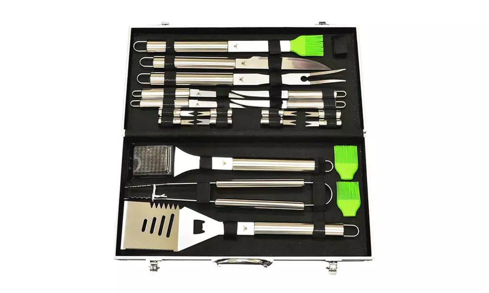 Heavy Duty Stainless Steel BBQ Tool Kit with Aluminium Case (20-Piece) - Primary Image