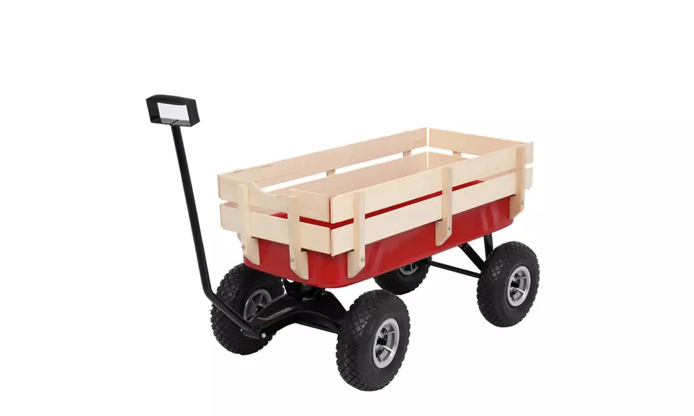 Garden Iron Wood Four Wheel Garden Wagon
