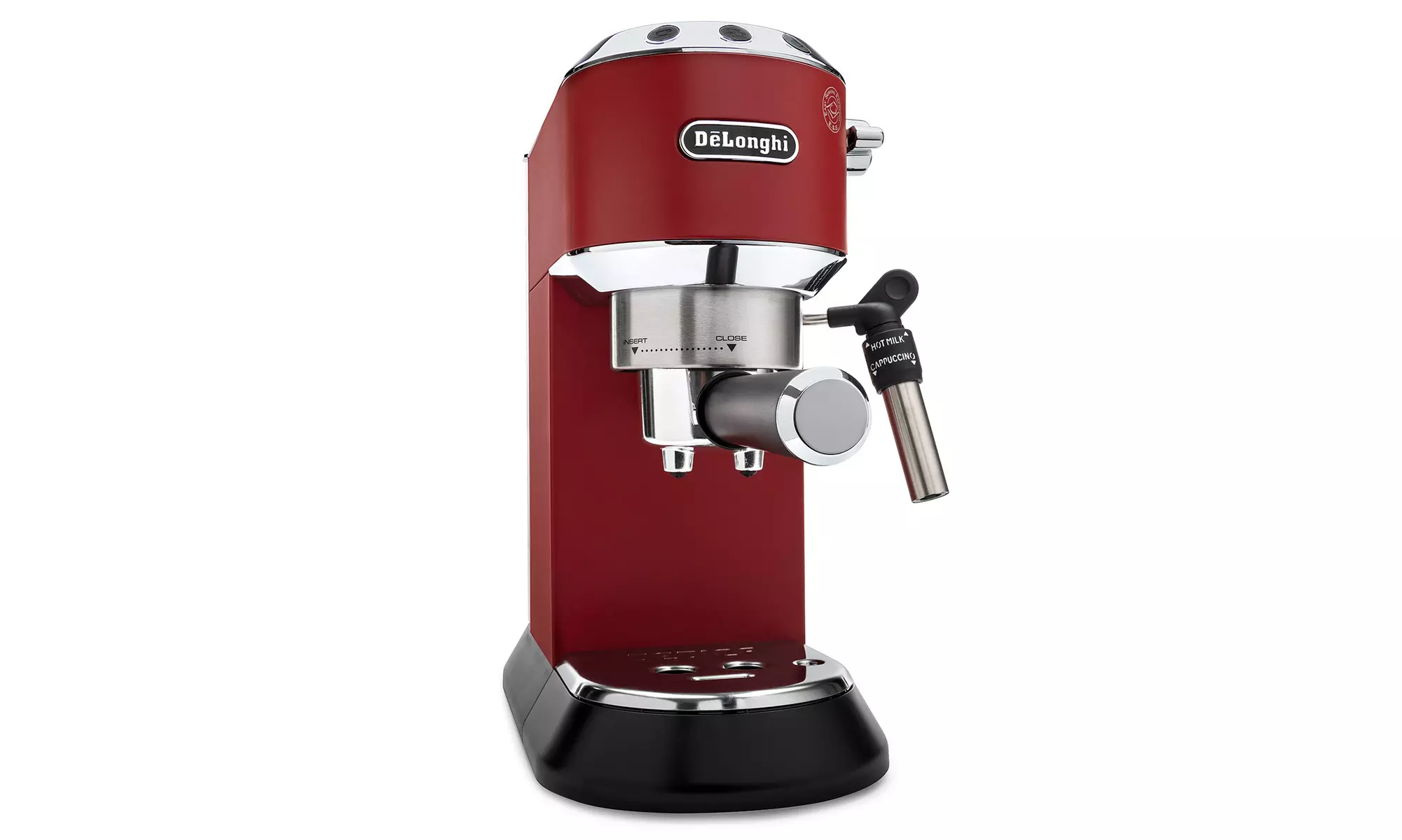 DeLonghi Dedica Deluxe Manual Espresso Machine, Cappuccino Maker (Red) - Primary Image