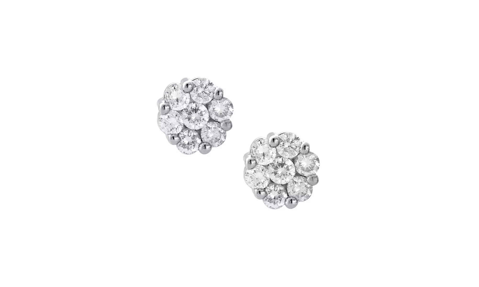 Plated Sterling Silver Crystal Flower Stud Earrings