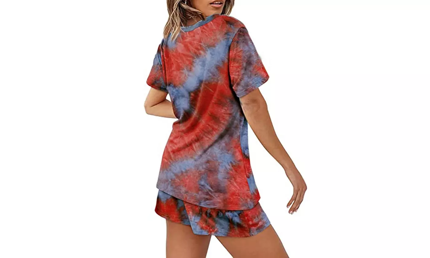 Women's 2 Piece Outfits Summer Shorts and Short Sleeve Lounge Set