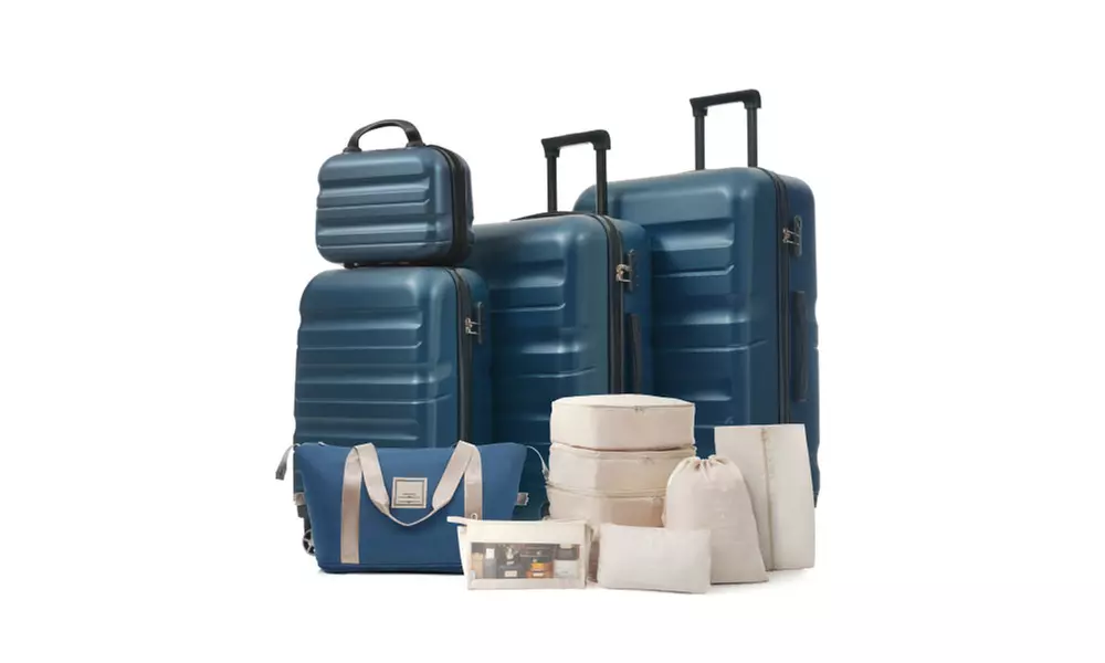 4-Piece Expandable Spinner Luggage Set with TSA Locks and Packing Cubes