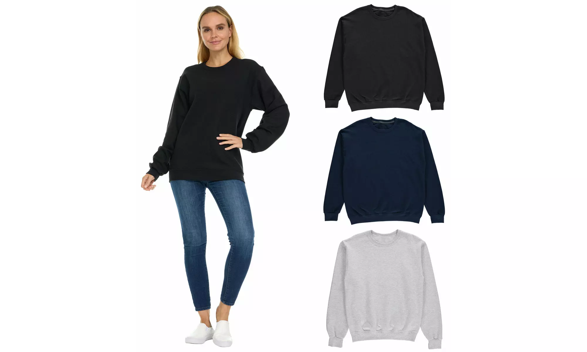 BILLIONHATS 3 Pack Womens Oversized Crew Neck Sweatshirt