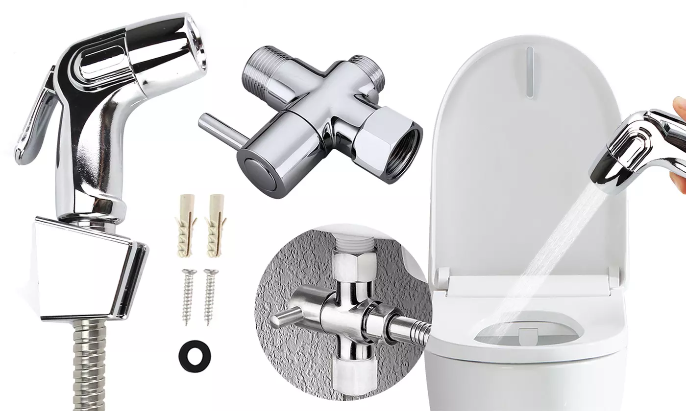 Bidet Sprayer Shattaf Toilet Stainless Brass 7/8 With 1/2 T-Adapter Hose Kit - Primary Image