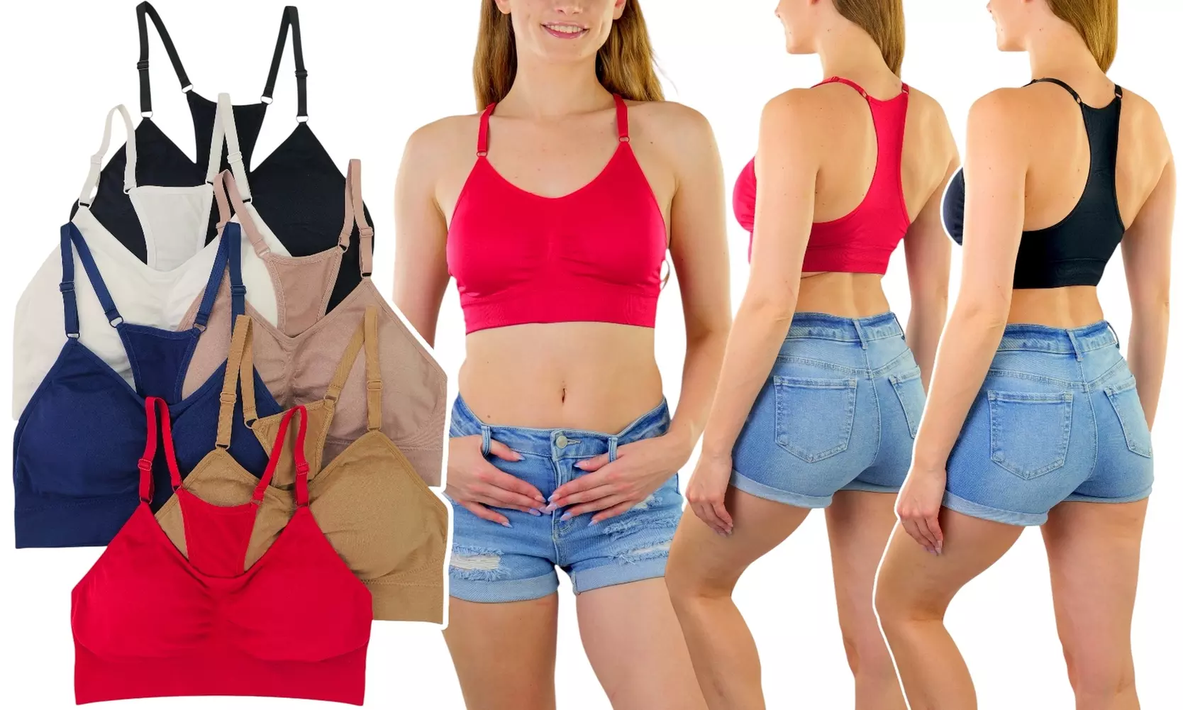 Lounge Love Women's Six-Pack Everyday Wireless Tank or Racerback Bras