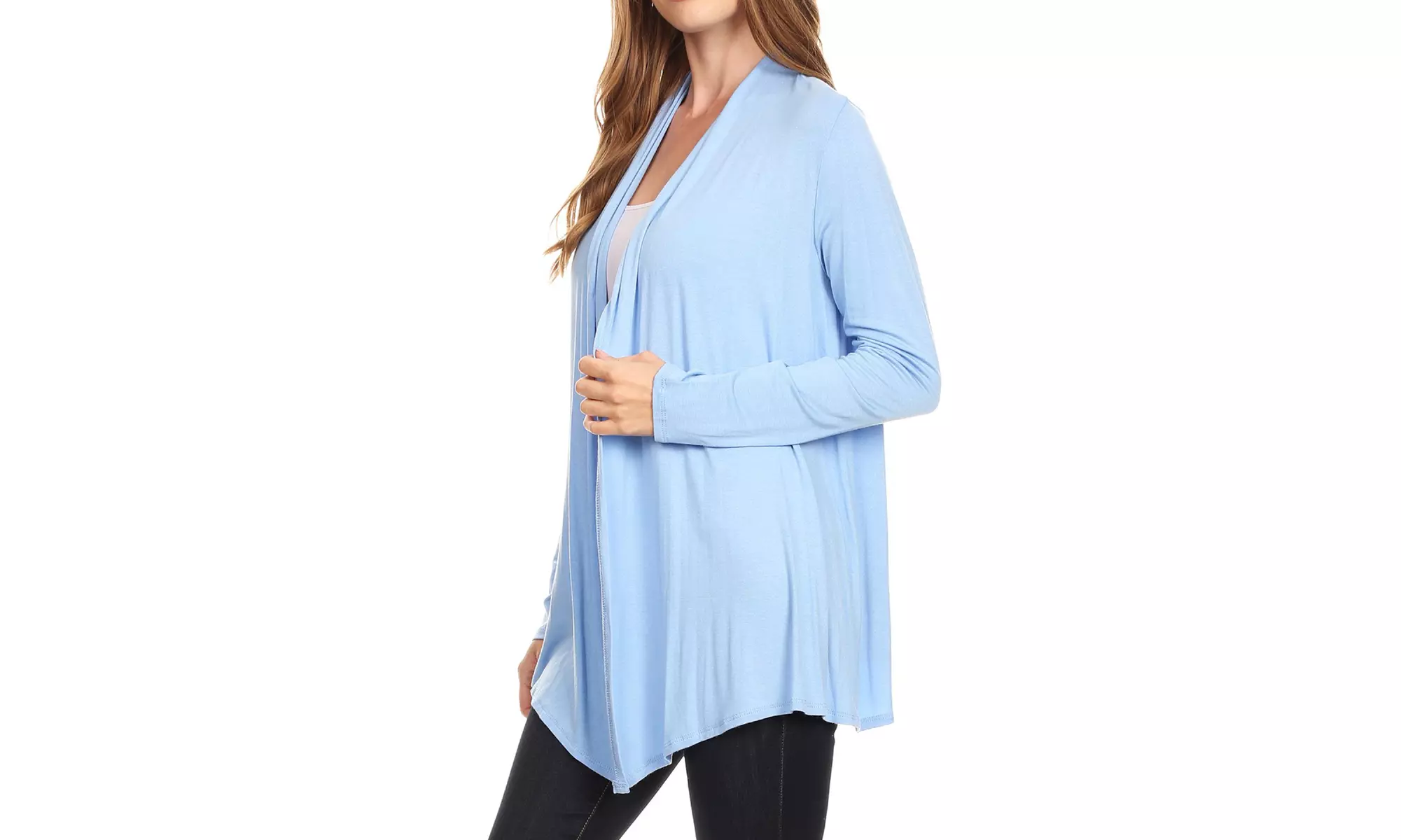 Solid Lightweight Soft Long Sleeves Open Front Cardigan