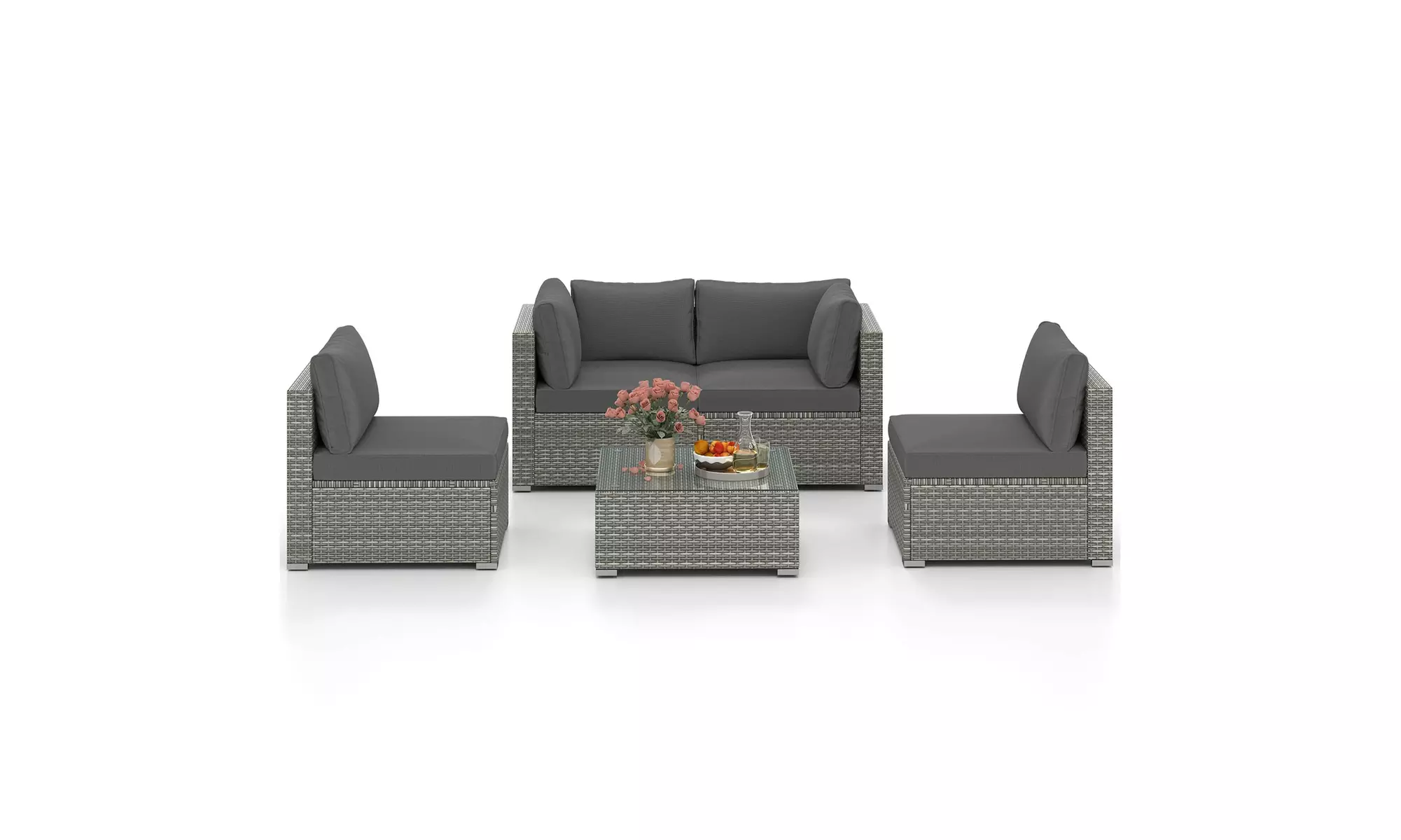 Costway Outdoor Patio Sectional Sofa Couch PE Rattan Conversation Set