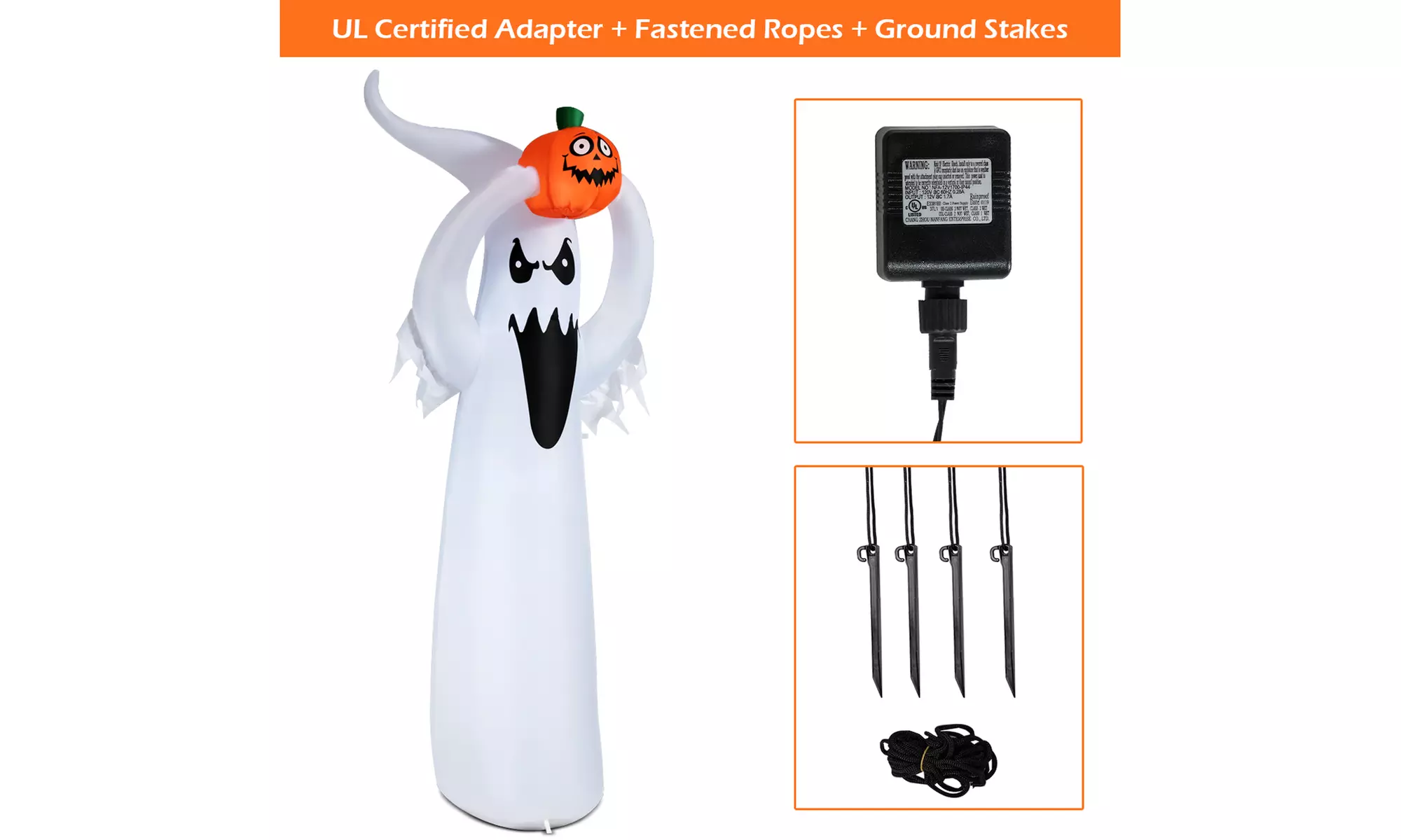 Costway 6' Halloween Inflatable Air Ghost Pumpkin LED Lights for Yard Decration