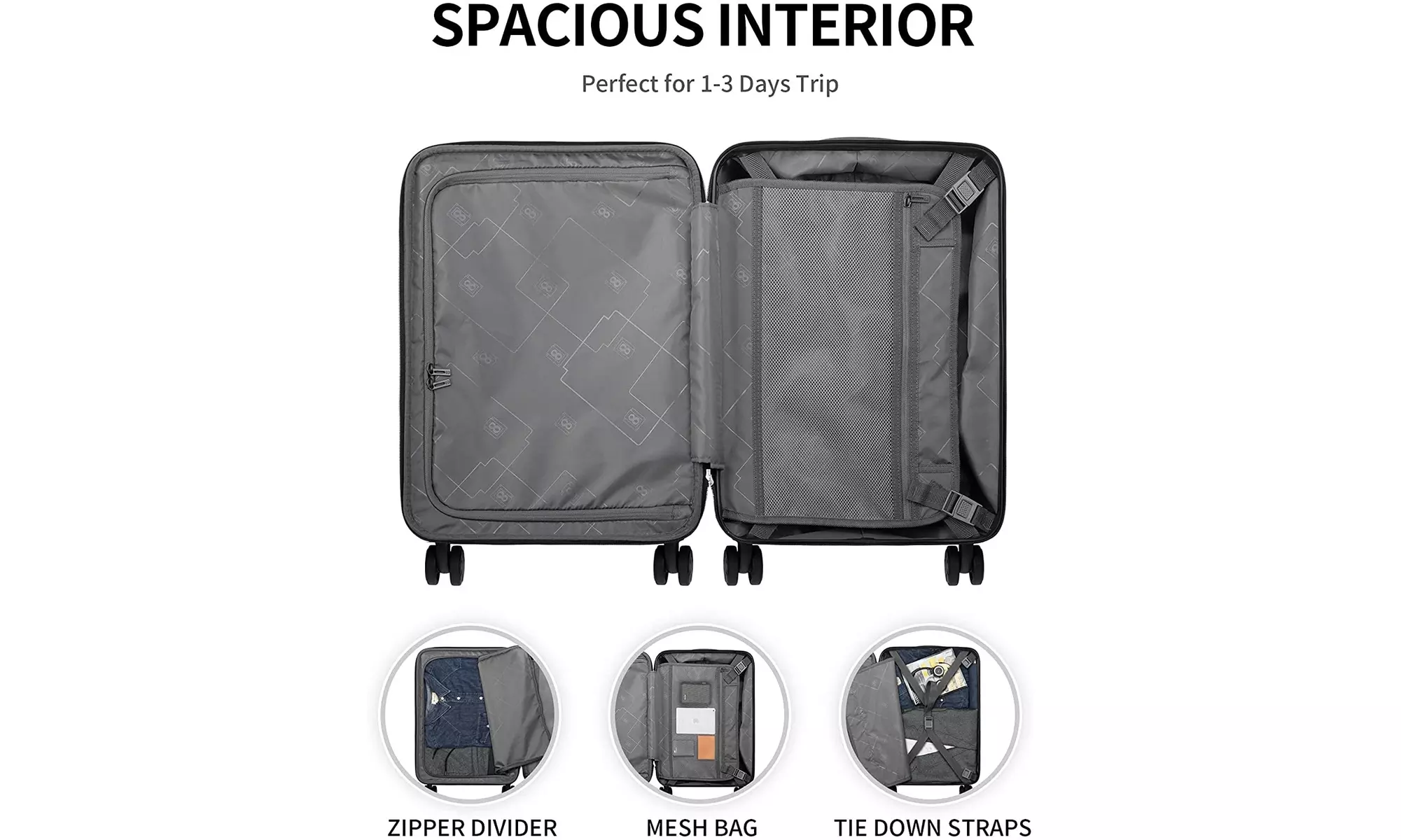 LEVEL8 Grace Carry On Luggage, 20 inch Hardside Suitcase - Second Medium