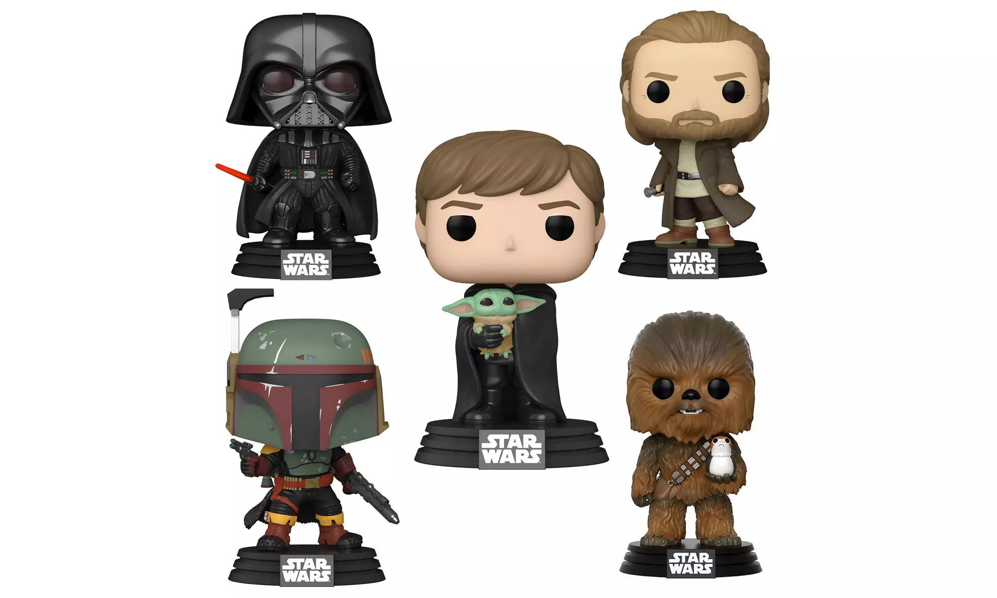 Funko Pop! Star Wars - 5pk Vader Obi-Wan Luke Boba Chewy #480,482,538,539,195  - Primary Image