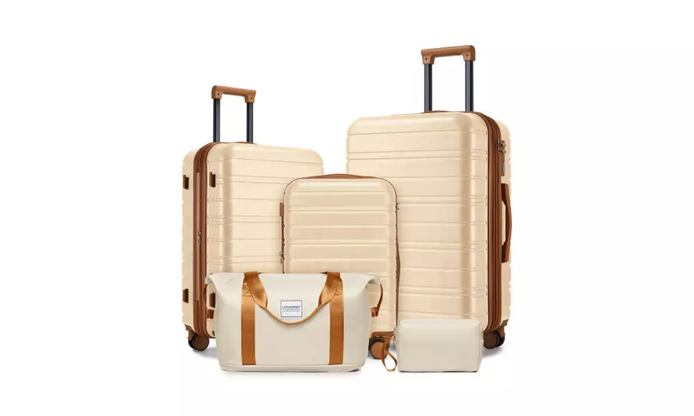 Five-Piece Hard Case Luggage Set: 20", 24", 28" with Travel and Toiletry Bags
