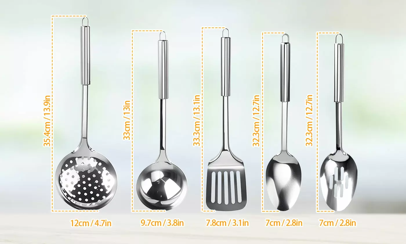 Set of 5 Stainless Steel Heat Resistant Kitchen Gadgets Utensil Set
