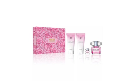 Versace Bright Crystal 4 Pcs EDT Gift Set For Women Women Spray Fresh 4 Piece Eau De Toilette