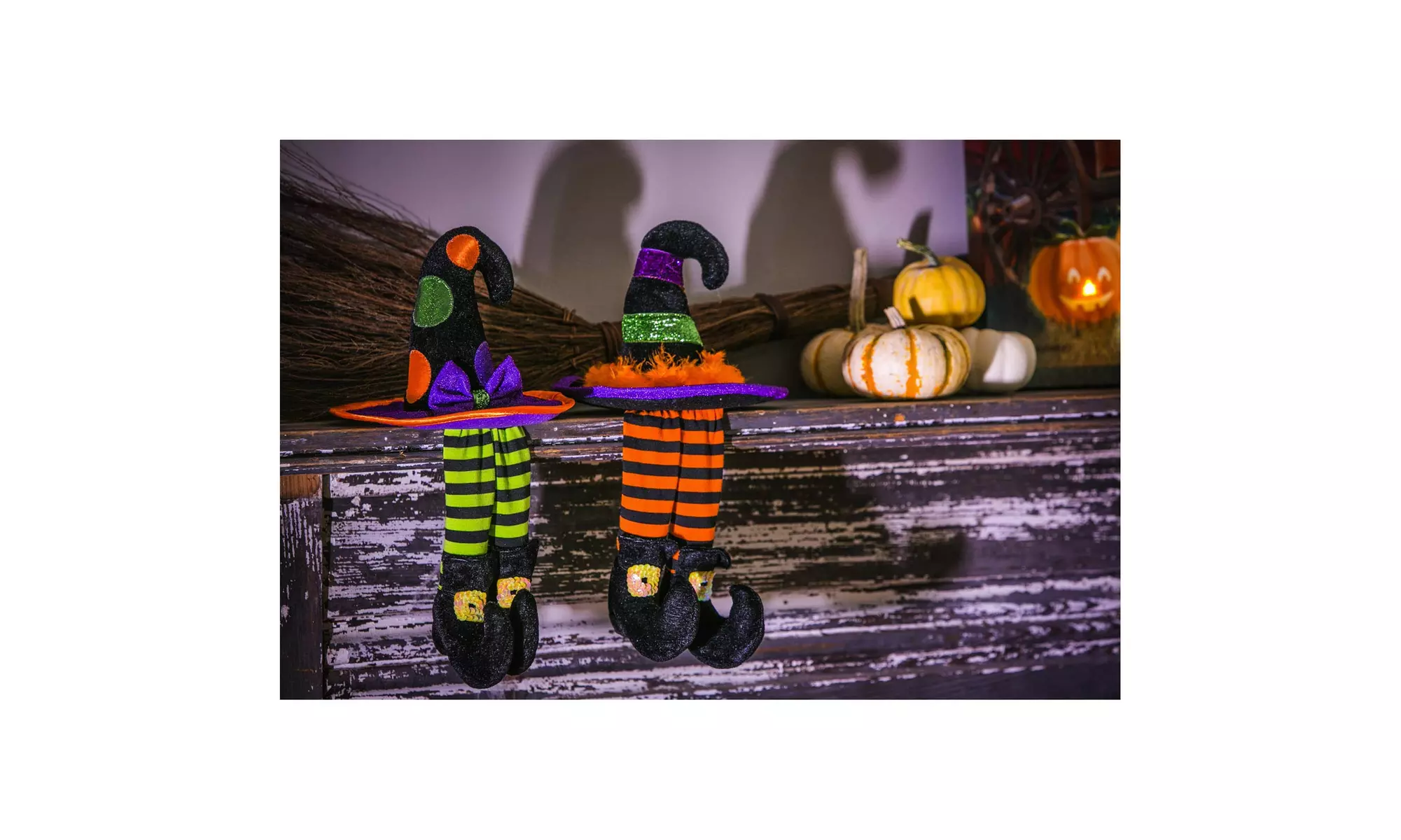 Witch Tabletop Decoration with Dangling Legs, 2 Set - Primary Image
