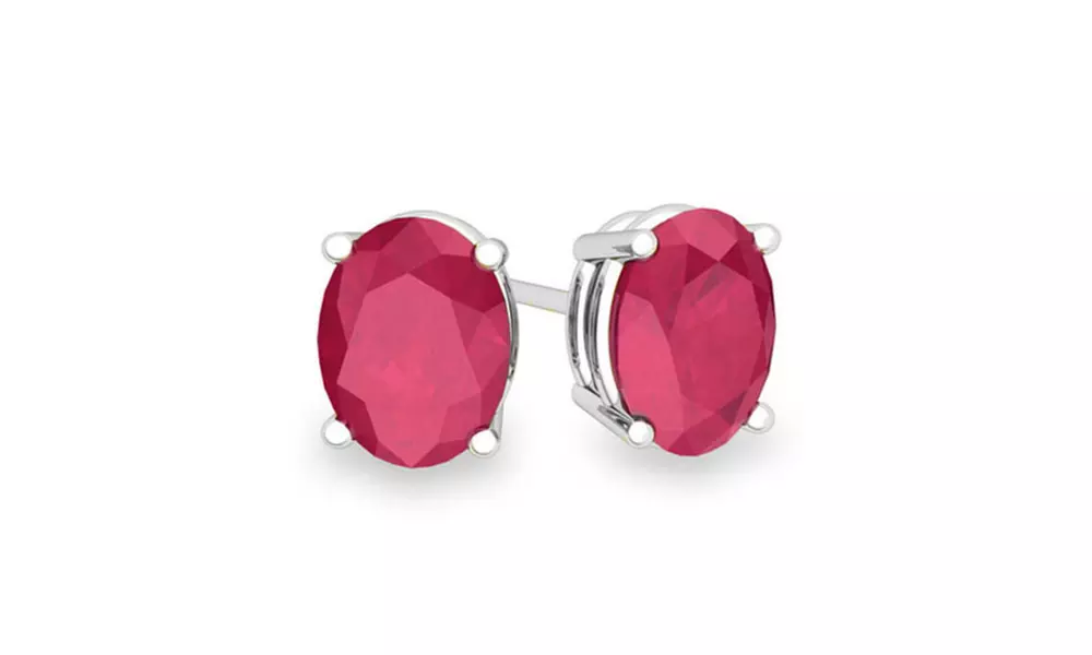 Ruby Oval Cut Stud Earrings - Primary Image