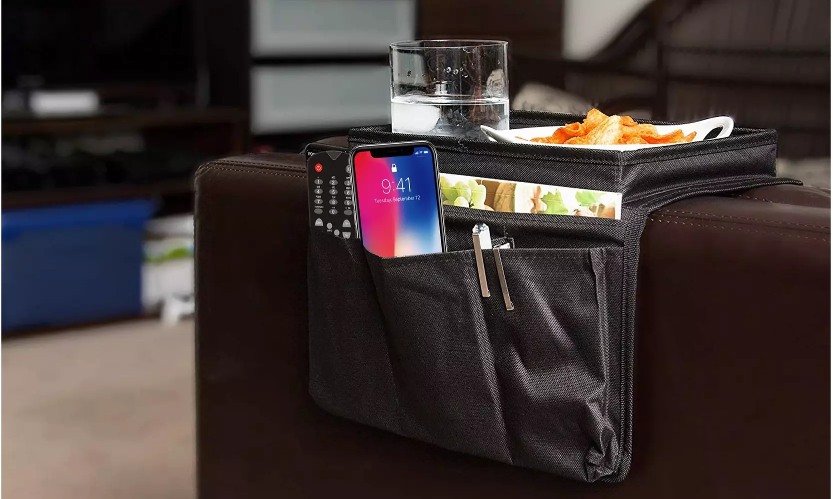 6-Pocket Armrest Organizer, Armchair Caddy & Remote Control Holder - Primary Image